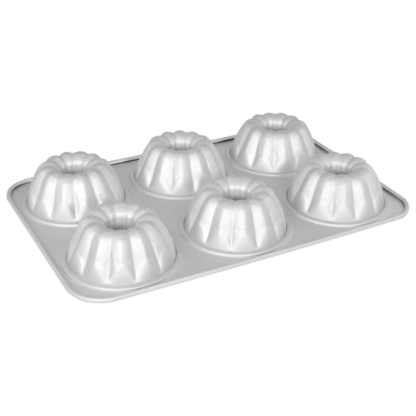[FDM Fluted Mini Mold] Fat Daddios Fluted Mini Mold Pan, 6 Cavities, 4 in Diameter Box of 6