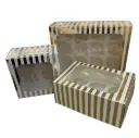 Bakery Box Windowed Gold Strips 7x7x4 with Insert for 4 Cupcakes Units 100