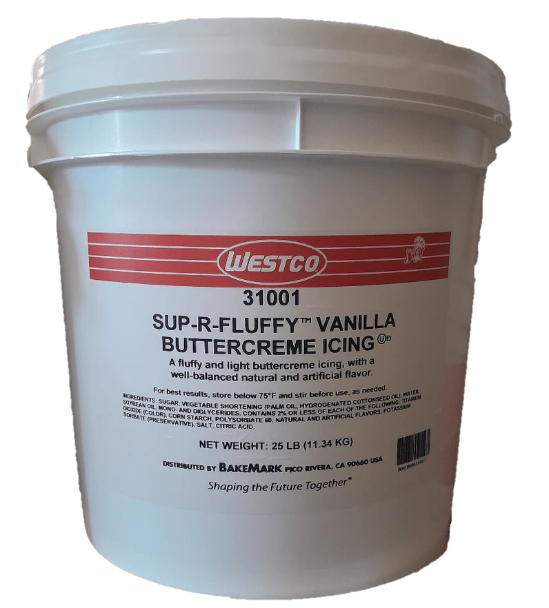 Westco Sup-R-Fluffy RTU Vanilla Buttercream Icing Pail 25lbs