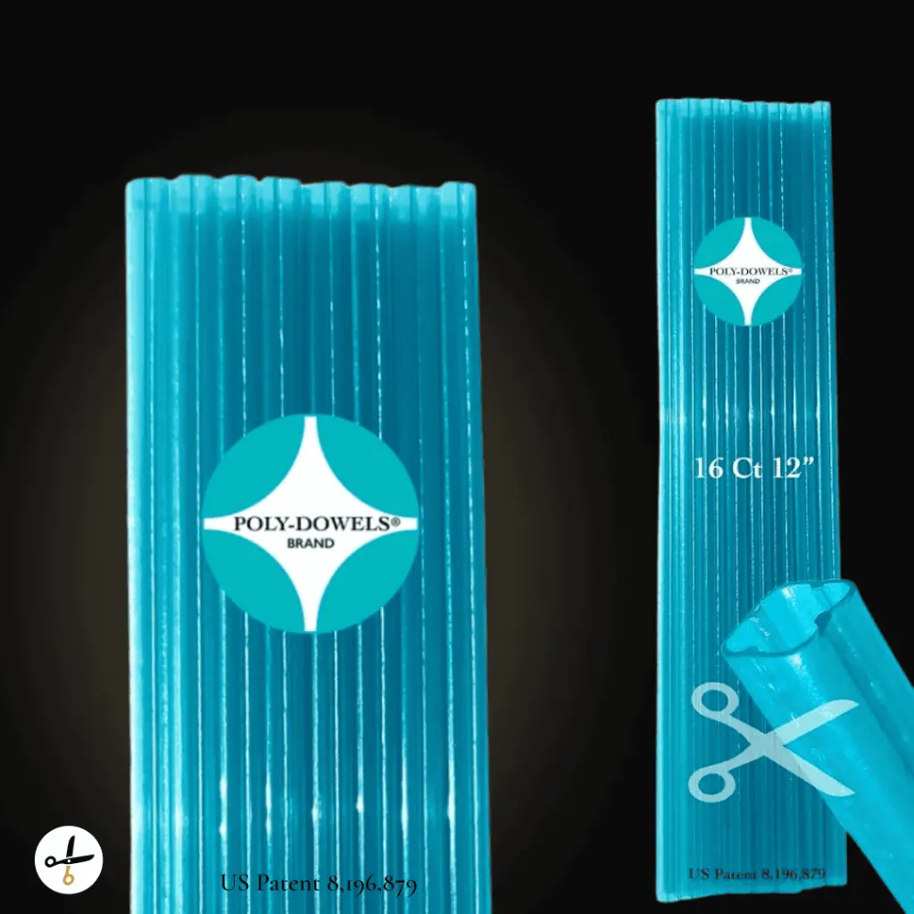 Poly-Dowels Square Diameter 1/4" Length 12" Pack 250 Units