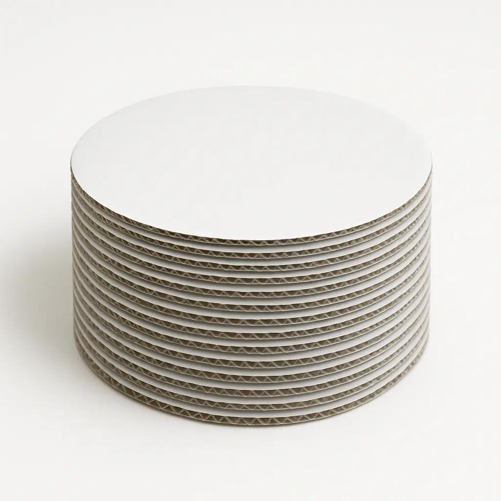 White Coated Corrugated Board Round 8" Qty 100