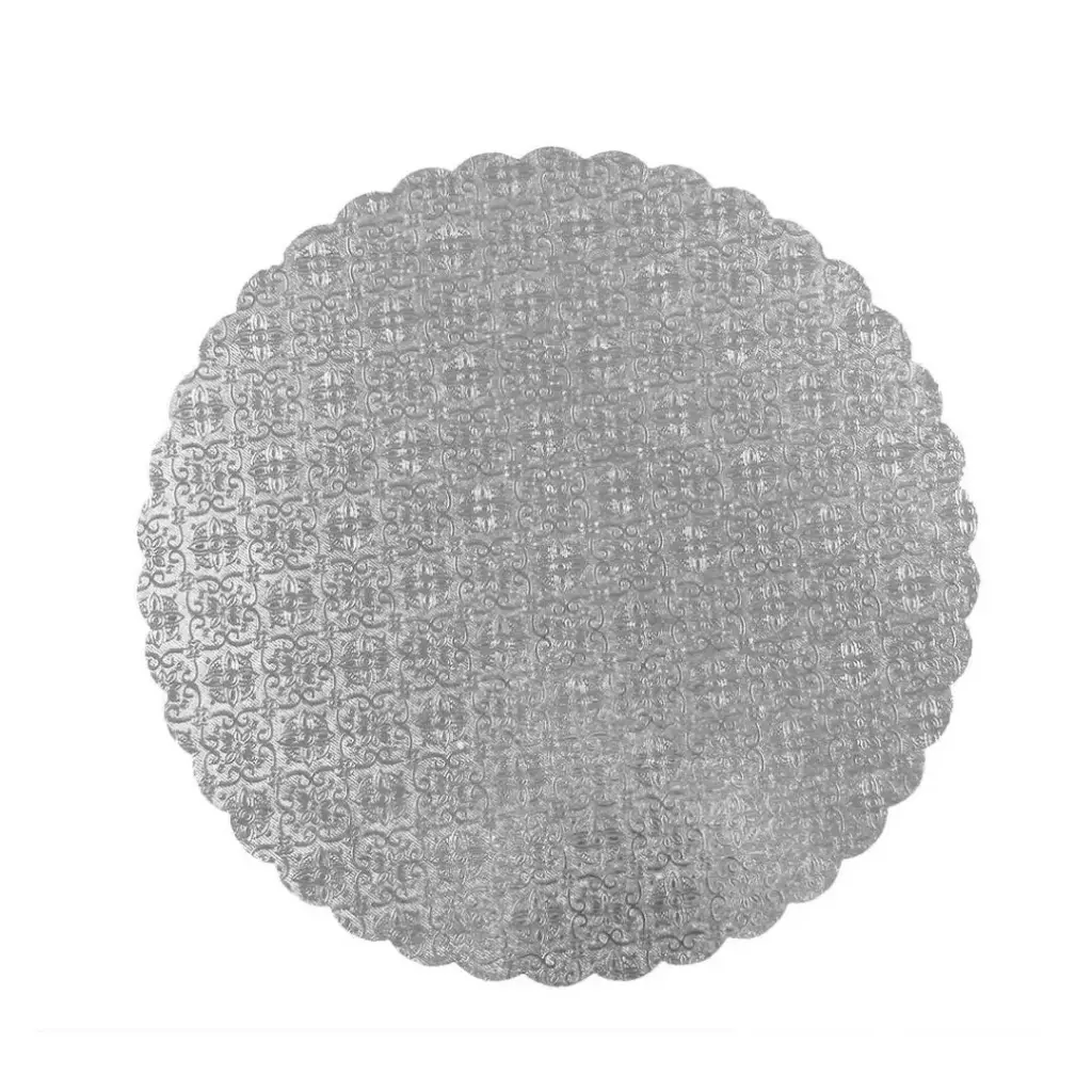 Silver Scalloped Board Round 9" Qty: 100u
