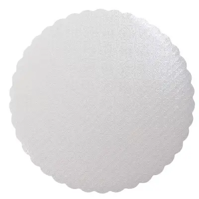 White Scalloped Board Round 9" Qty: 100u