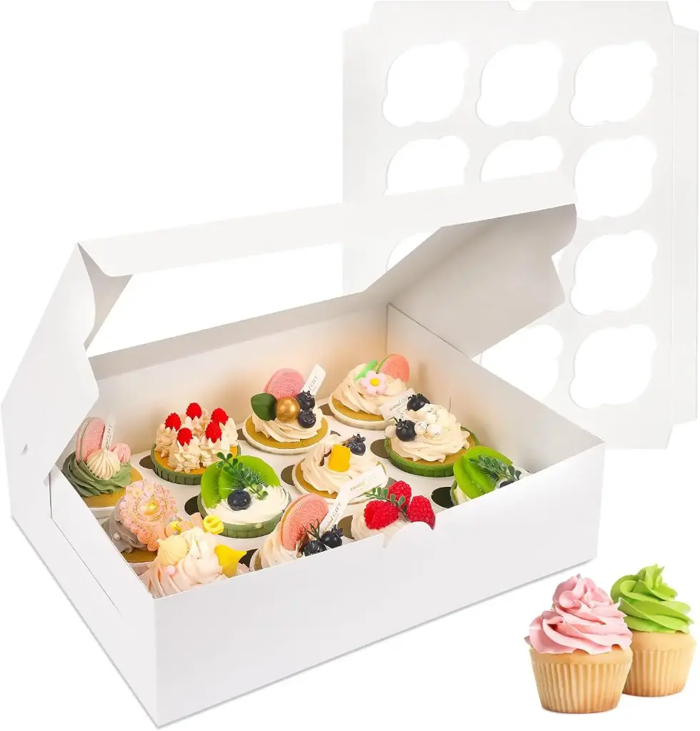 [BBCW12] Bakery Box Windowed White 13"x10"x3" with Insert for 12 Cupcakes Units 100u