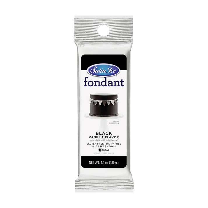 [SI4.4 Black] Satin Ice Fondant 4.4 oz Black