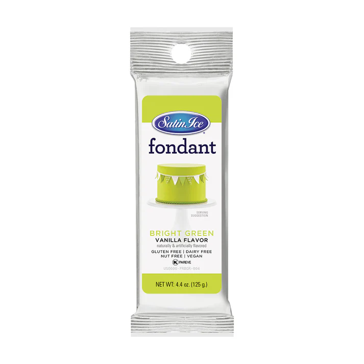 [SI4.4 Bright Green] Satin Ice Fondant 4.4 oz Bright Green