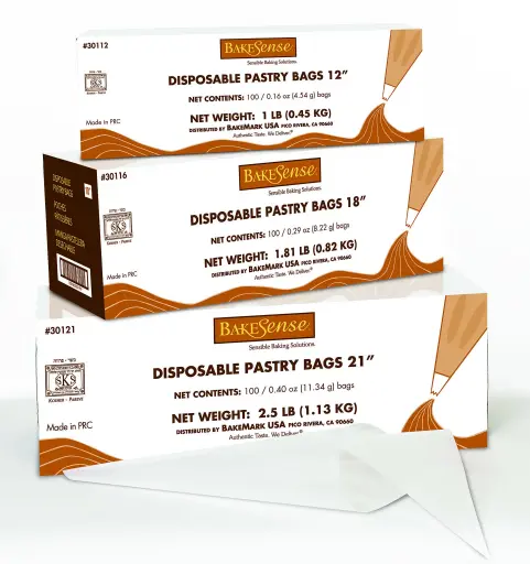 [30120] BakeSense Disposable Pastry Bags 21" Box of 100 Units